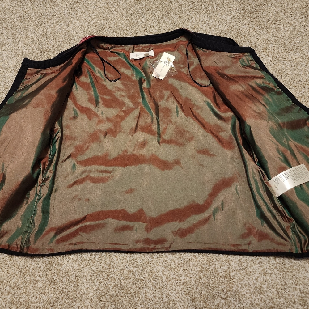 Anthropologie NWT $180 Abstract Colorful Embroidered Floral Cotton Boho Jacket S - Picture 9 of 11